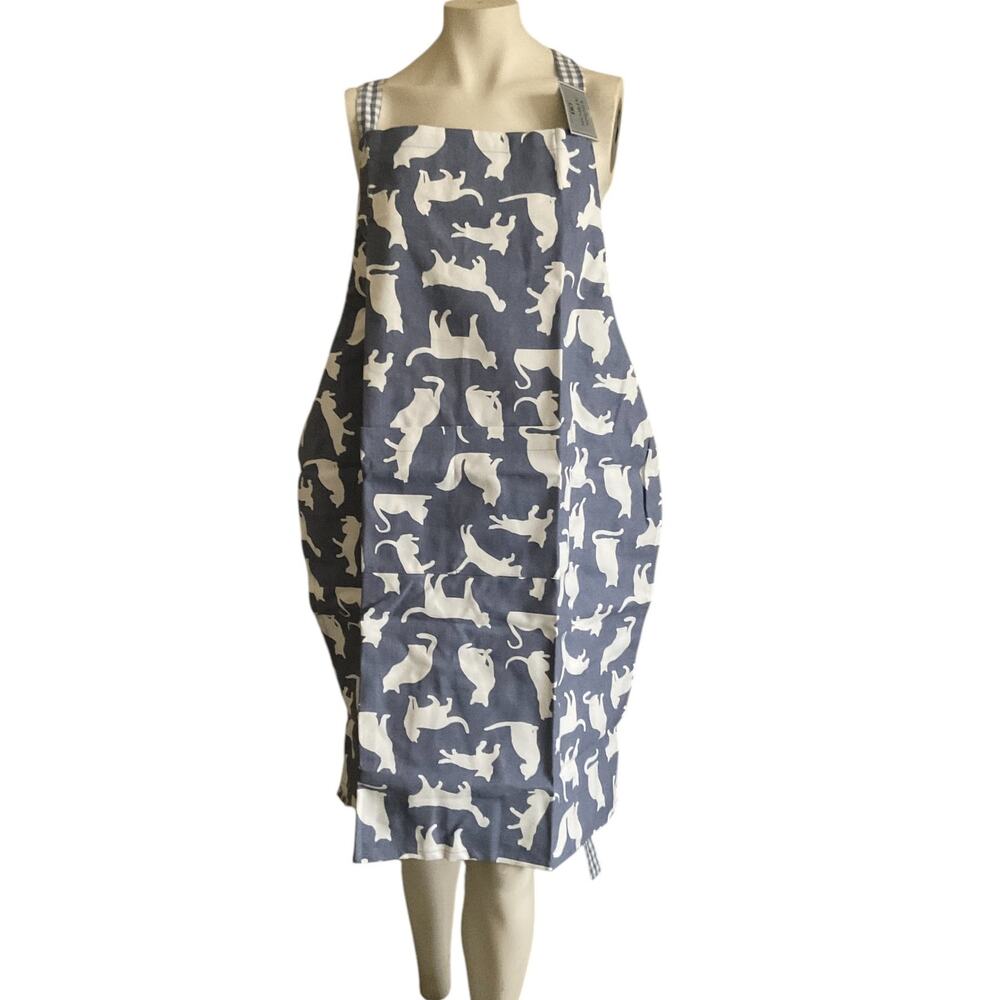 Apron Full Chef Light Blue Cats Kittens NWT